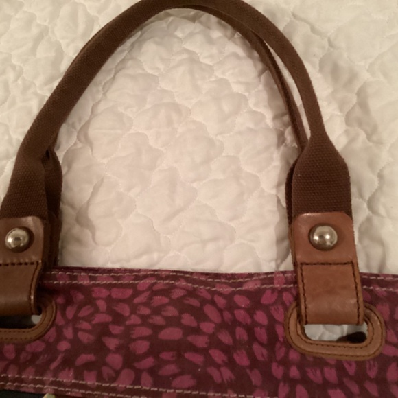 VINTAGE FOSSIL KEY-PER COLORFUL COATED CANVAS SHOULDER BAG - Picture 8 of 12